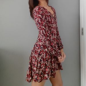Floral Boho Lace-up Dress